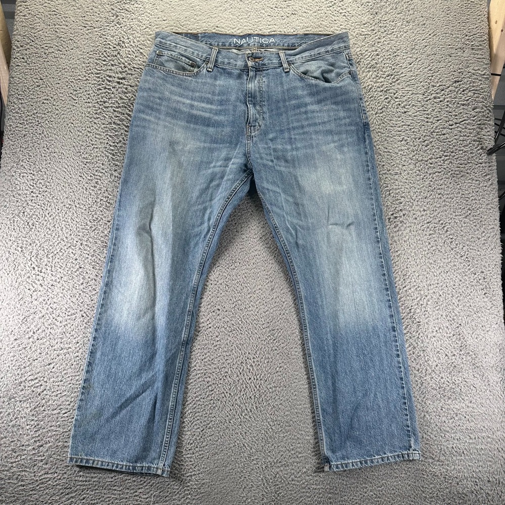 Vintage Nautica Jeans Mens 40x30 Blue Cotton Denim Straight Relaxed Faded Baggy